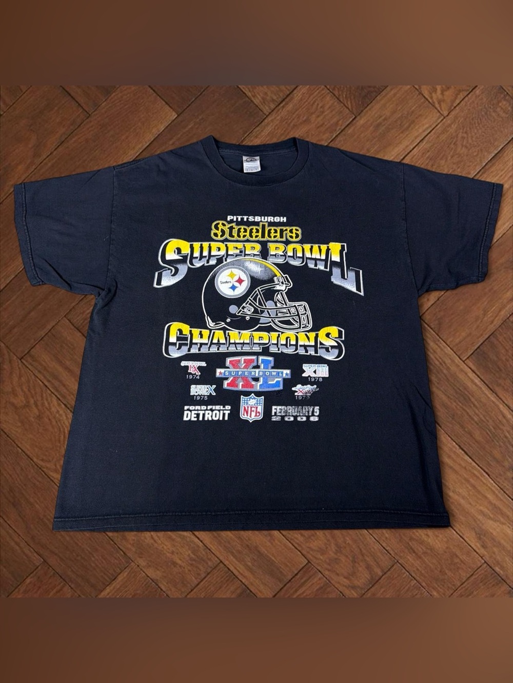 Vintage Steelers Super Bowl XL Champions T-Shirt Men's XL "One For The Thumb"